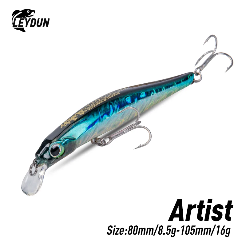 LEYDUN Artist FR Silence Sinking Minnow Fishing Lures 80mm 105mm Jerkbaits Good Action Wobblers High Quality Hard Baits Sea Bass