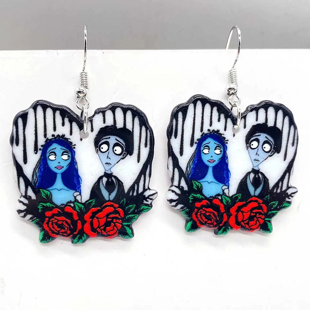 Creative Halloween Ghost Zombie Couple Earrings Terrifying Halloween Acrylic Earrings for Women Valentine\'s Day Jewelry