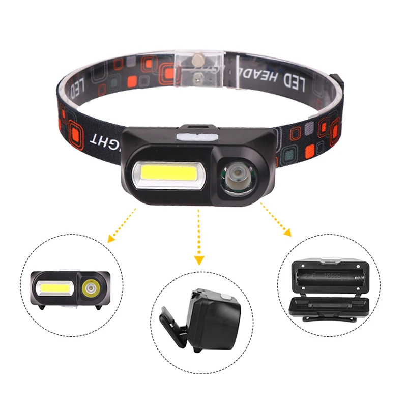 Led Headlamp Sensor Use 18650 Battery Q5 Bulbs for Camping Cycling Head Flashlight Lamp Torch Portable Light Fishing Headlights