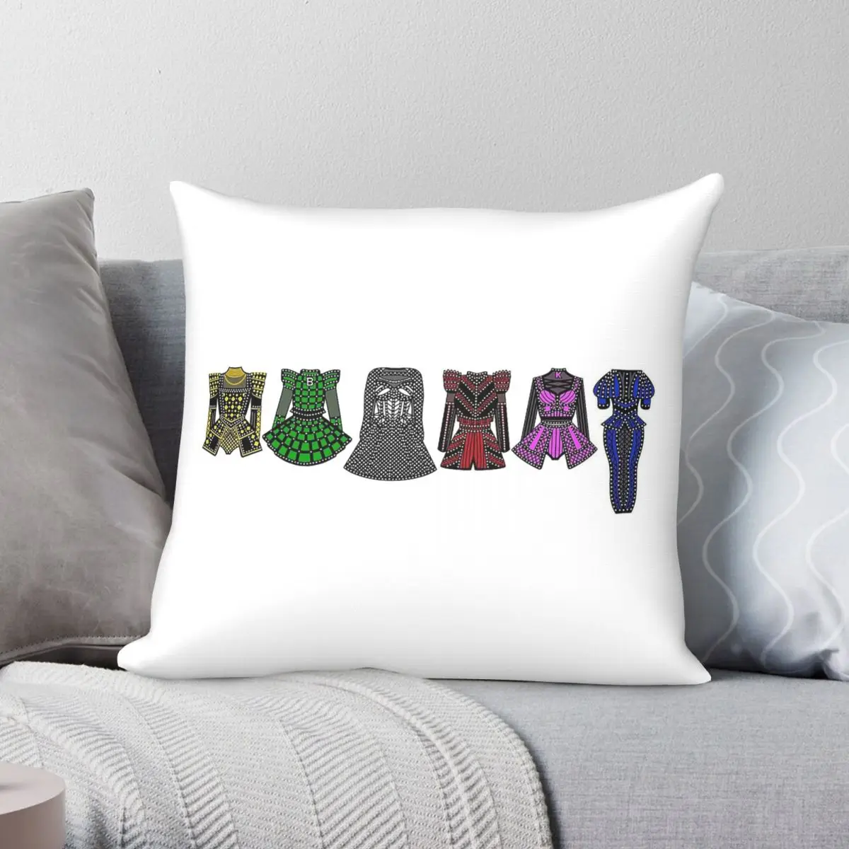 Six The Musical Costumes Square Pillowcase Polyester Linen Velvet Pattern Zip Decor Pillow Case Car Cushion Cover 18