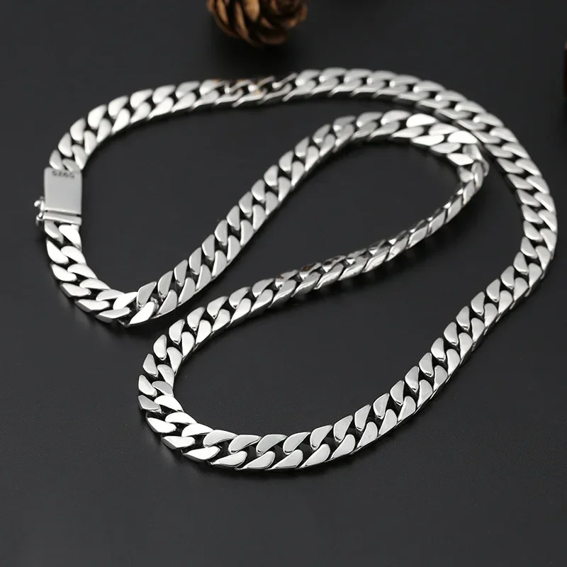 100% Solid S925 Sterling Silver Necklace Men Women 8mm Wide Carry Certificate Pure Silver Jewelry Pass Silver Test Factory Price