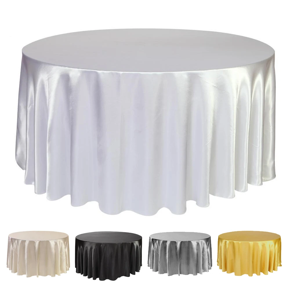 228cm Round Satin Table Cloth Tablecloth Table Cover Overlay For Birthday Wedding Banquet Restaurant Festival Party Supply