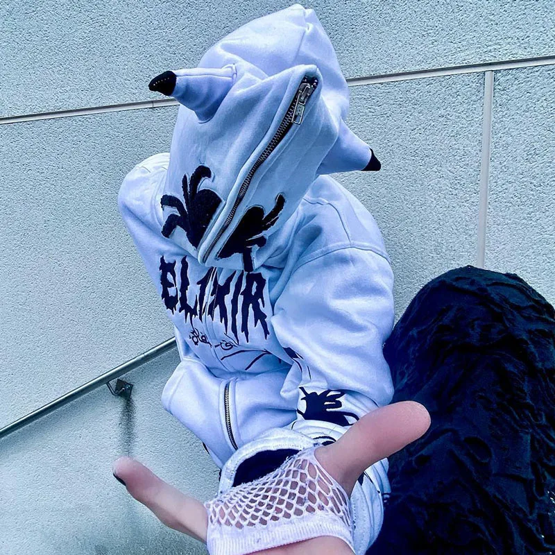 2024 Y2K Streetwear Pink Hoodie Sweatshirt Rhinestone Embroidery Hoodie Autumn Applique Casual Hooded Pullover Hip Hop Hipster