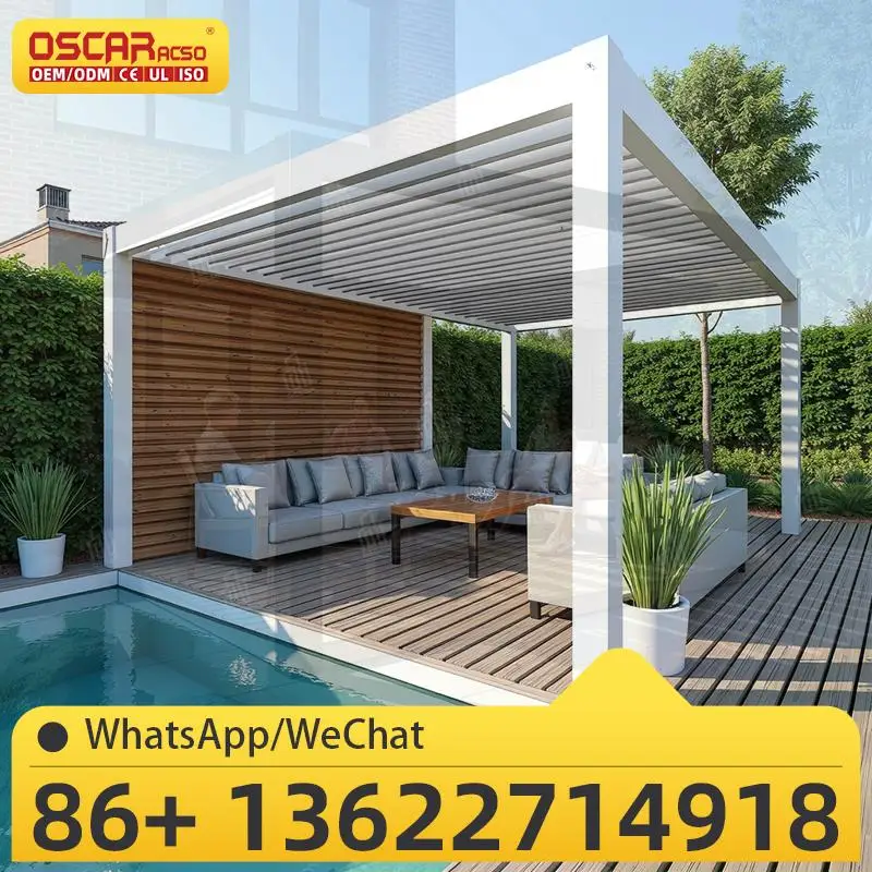 

Waterproof Motorized Outdoor Sunshade Windproof Louver Aluminium Pergola Systems for Garden Patio Balcony pergola
