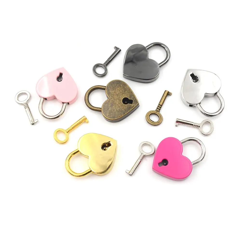 Cute Diary Book Travel Zinc Alloy Heart Shape Wedding Love Heart Lock Padlock Locks Hardware