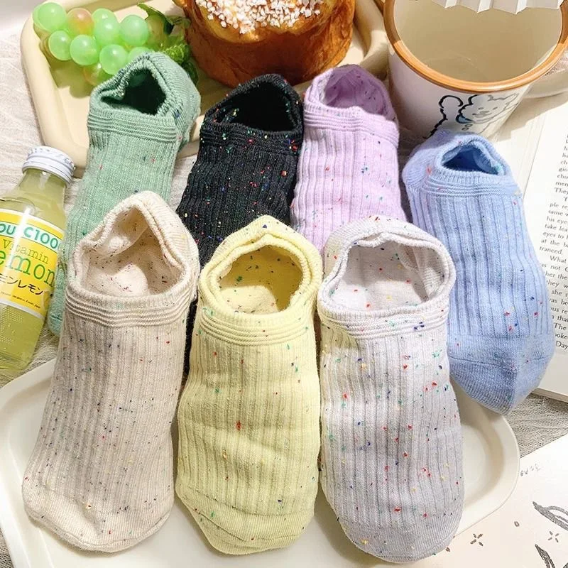

5/10 Pairs No Show Solid Boat Women Socks,Simple & Breathable Women Ankle Socks,Women's Stockings&Black Low Tube Cute Socks