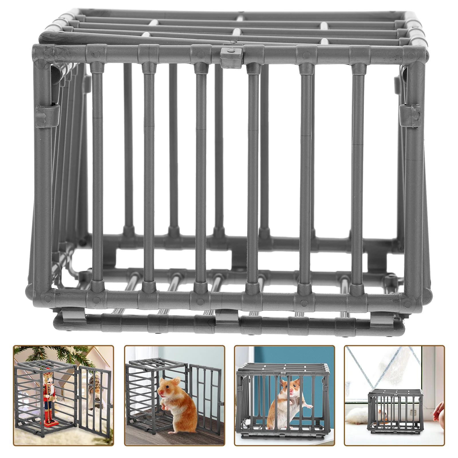 2 Pcs Beast Fence Model Mini DIY Tool Models Puppet Miniature Landscape House Toy Cage Plastic Work Travel Adornment