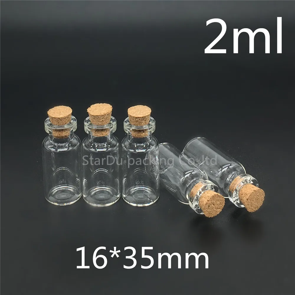 

500pcs 2ml 16*35mm Clear Mini Glass Bottle With Cork, 2cc Small Sample Vials, Glass Cork Bottle,Glass Container