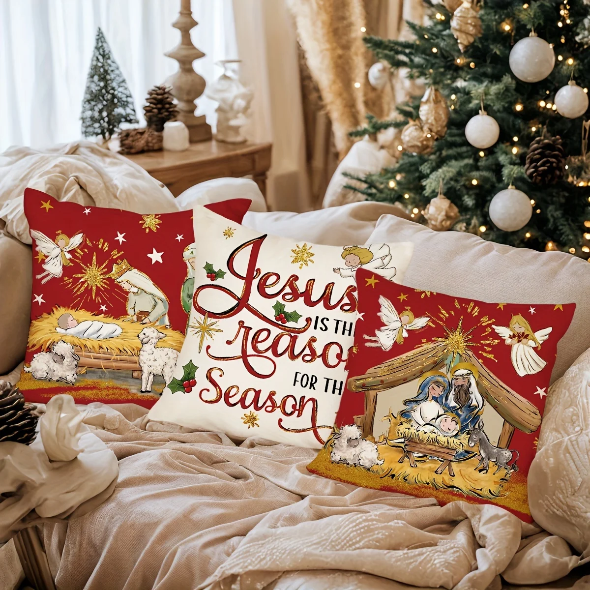 4pcs, Christmas Throw Pillow Covers, Cardinal Red Throw Pillowcase, Throw Pillow Covers Decor, Home Decor, Room Decor, Bedroom D