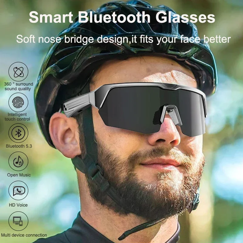 Smart Bluetooth 5.3 Glasses For Listening To Music/Phone Calls/Cycling/Sports Headphone UV Protection Sunglasses for Men Women