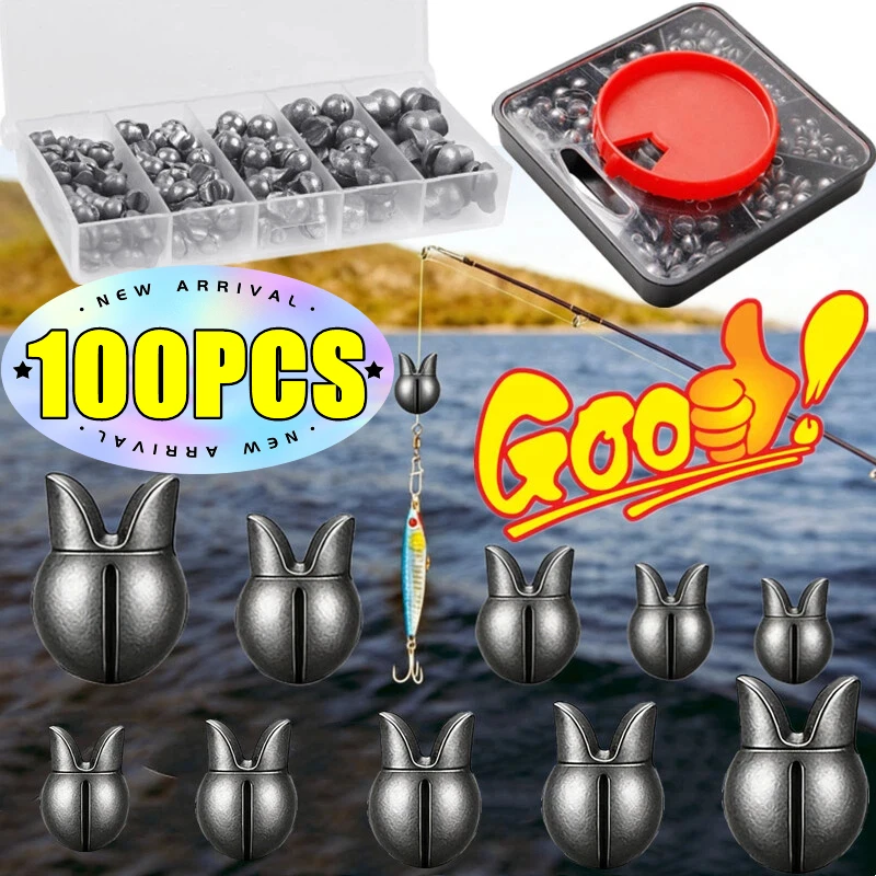 

Набор рыболовных грузил, 100 шт./кор., премиальные грузила-шары с 5 универсальными размерами, круглый съемный дизайн, идеально подходят для пресной воды