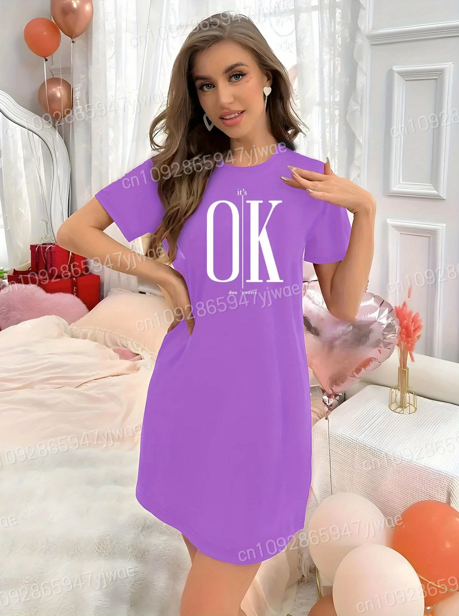 2025 ฤดูร้อนใหม่ผู้หญิงเสื้อยืดหลวมสบายๆมันโอเคพิมพ์O-คอLadyเสื้อแขนสั้นผู้หญิงเสื้อผ้า