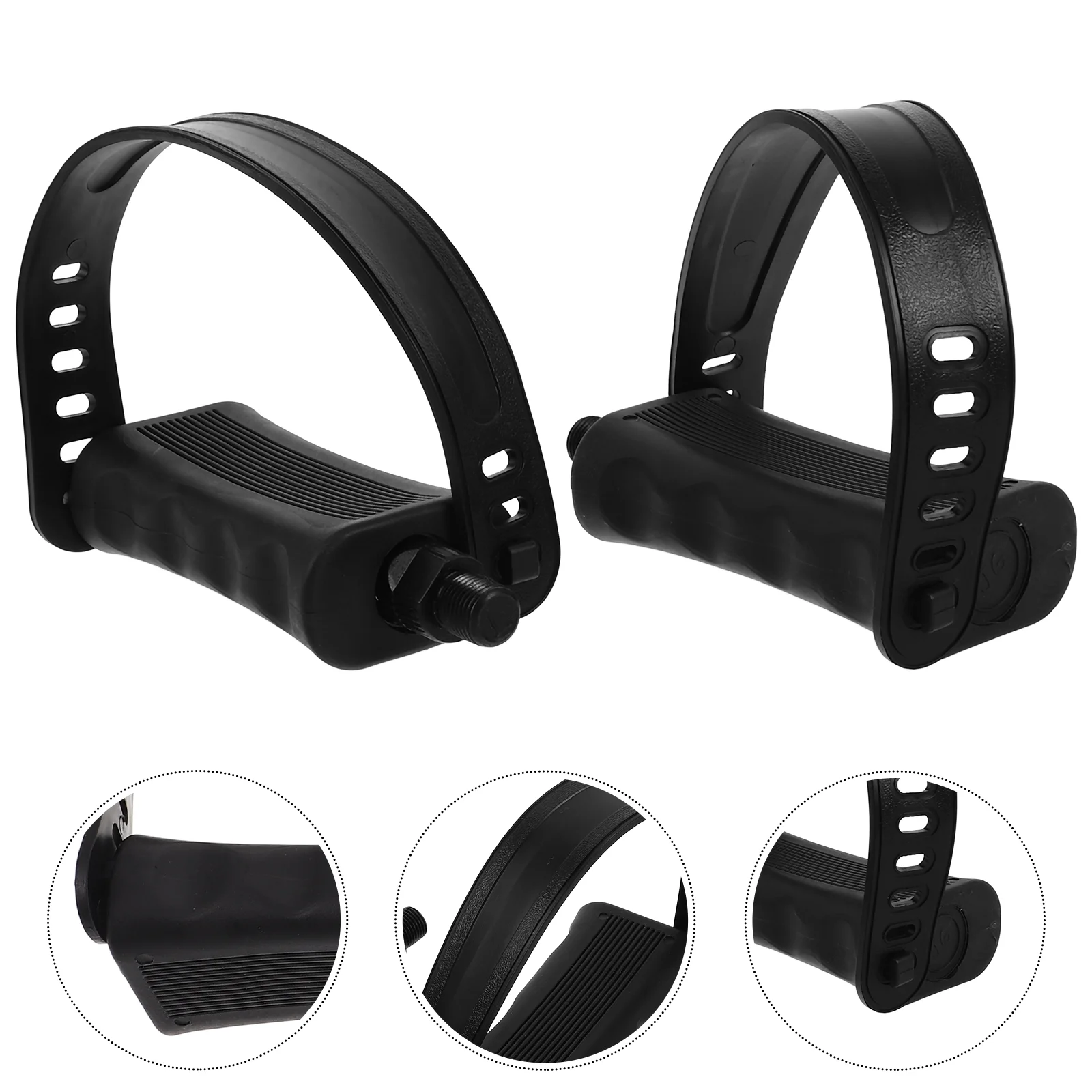 Exercise Bike Pedals Mini Parts with Adjustable Straps Component Black Pp Spindle for Grips