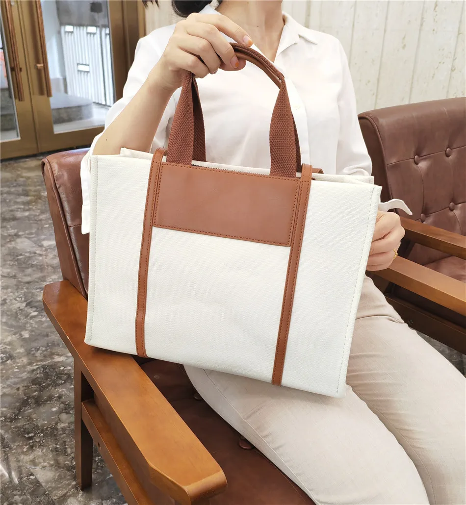 Large Canvas Bag For Women Handbags Commuting big Tote Bag ladies Portable Business Briefcase female Shoulder Bags bolsas black