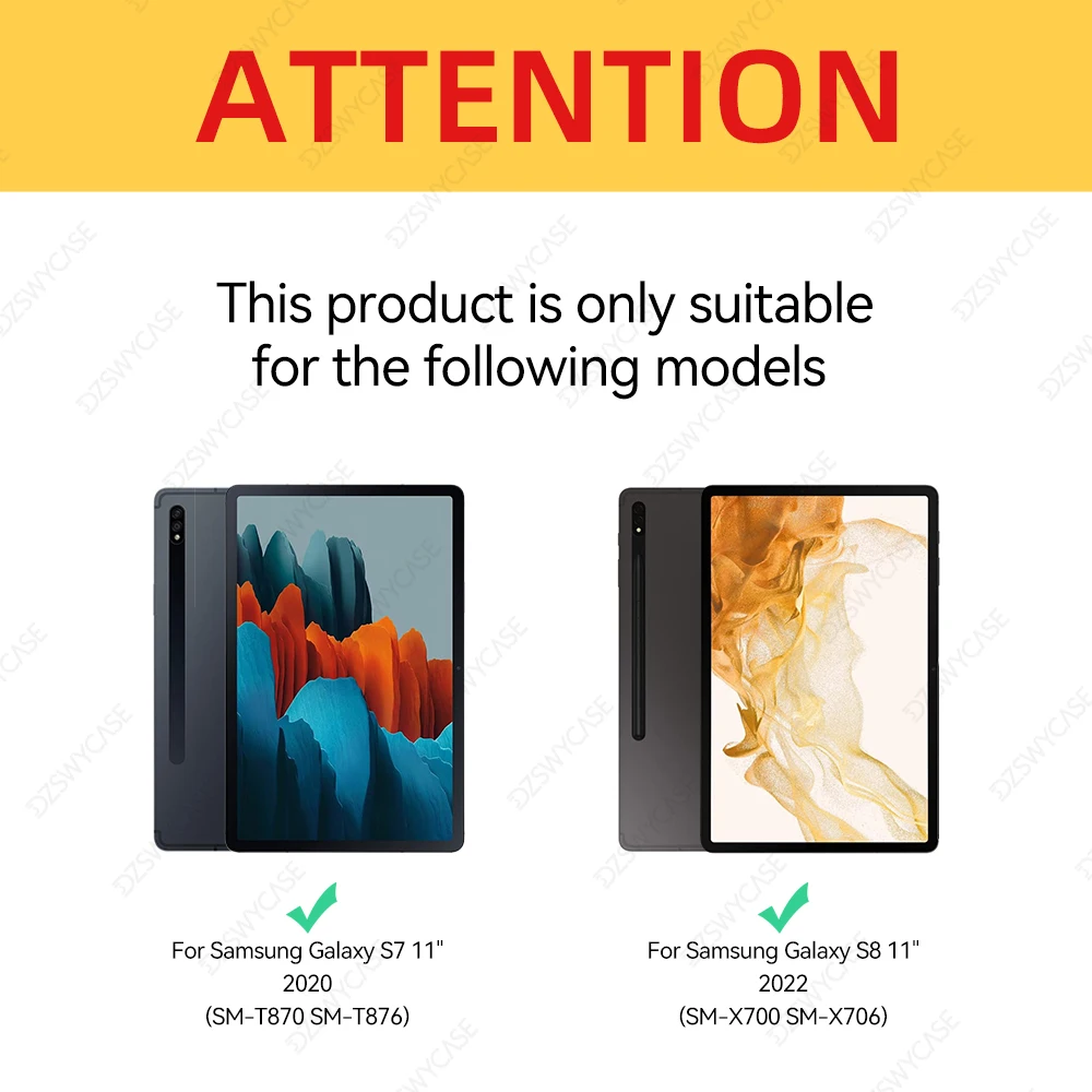 Silicone Case for Samsung Galaxy Tab S8/S7 2022 2020 11inch, with Pencil Holder, Trifold Stand Cover Function, Auto Sleep/Wake