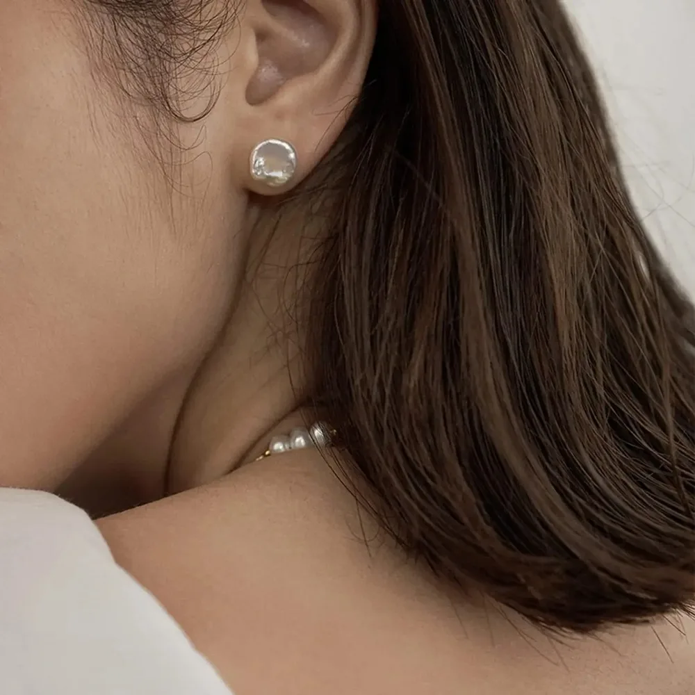 

Hengsheng 7-8mm Baroque Freshwater Pearl Stud Earrings S925 Sterling Silver Keshi Pearl Earrings for Women Jewelry Gift 2025 New