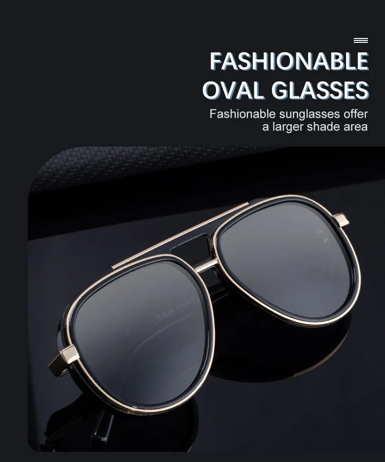 Übergroße Pilot Polarisierte Sonnenbrille Männer 2026 Luxus Marke Vintage Doppel Strahl Gläser Oval Punk Brillen Fahren Outdoor Shades – Detail 4