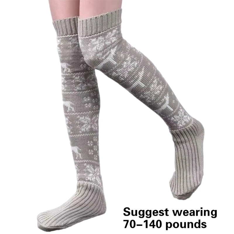 Festival Over Knee Boot Socks untuk Wanita Stoking Rajutan Hangat