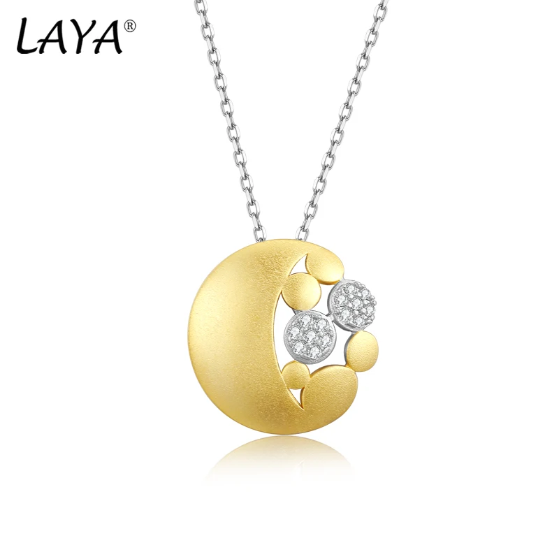 

LAYA Pure 925 Sterling Silver Shining Bubble Zircon Satin Necklace Round Creative Handmade Luxury Jewelry 2022 Trend