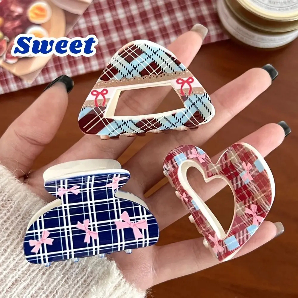 

Mini Hair Claw Bow Hair Clip Cartoon Mini Shark Clip Small Grab Clip Bowknot Women Headwear Grid Pattern Hairpin Female