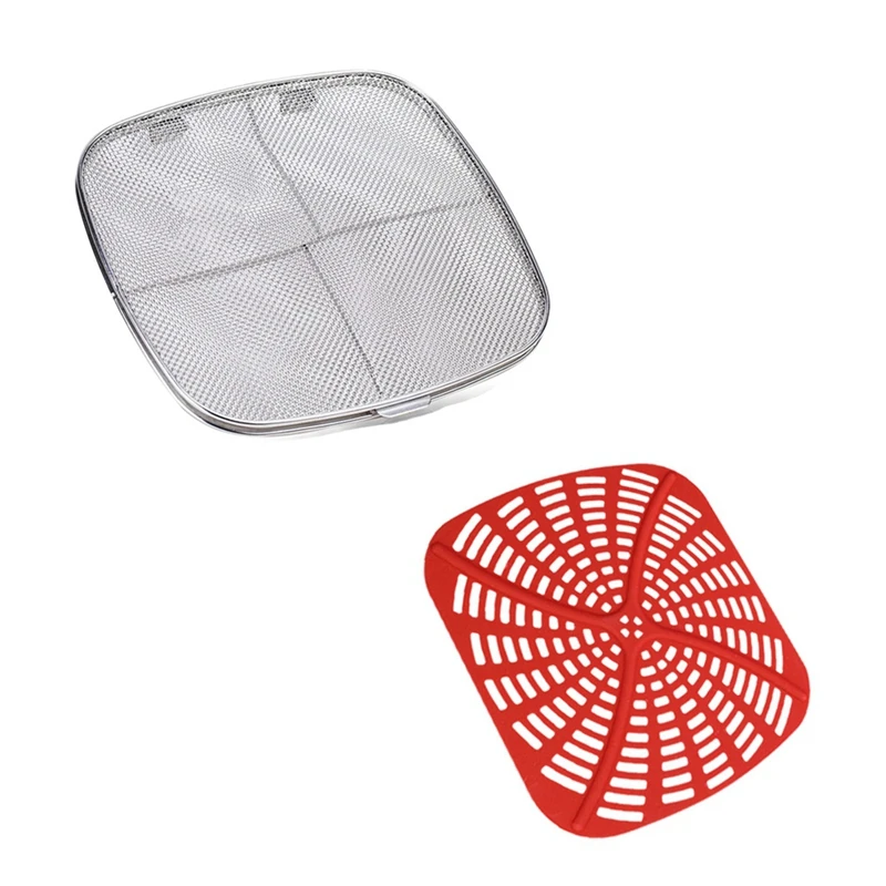 Replacement Splatter Shield And Silicone Pad For Ninja Foodi AG300 AG300C AG301C AG302 AG400 Air Fryer Accessories Red