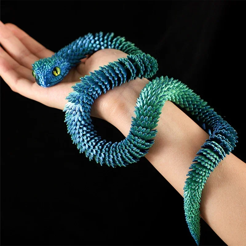 Simulation Snake Figurine 3D Printed Snake Movable Joint Creative Simulation Toy Desktop Ornament Action Figure Fidget Toy