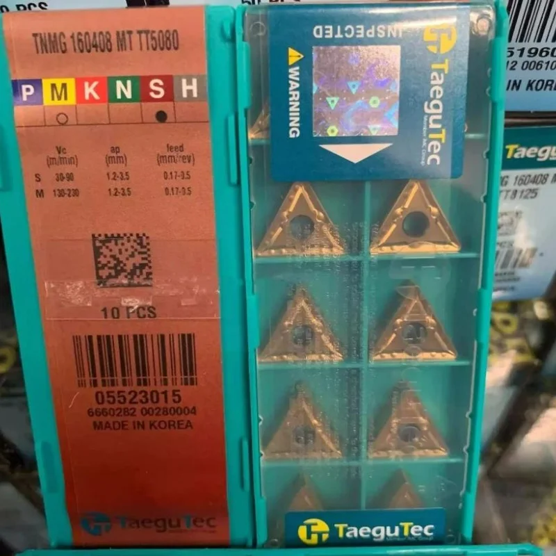 Taegutec-inserções de Carboneto Ferramenta de Torneamento Cnc Tnmg160404mt Tt5080 Tnmg160408mt Tt5080 10 Peças