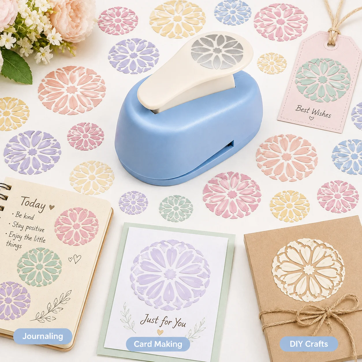 Embossing Paper Punch, Effort-Saving Craft Punch for Scrapbooking, Greeting Cards, Gift Tags, Journaling and DIY Paper Crafts