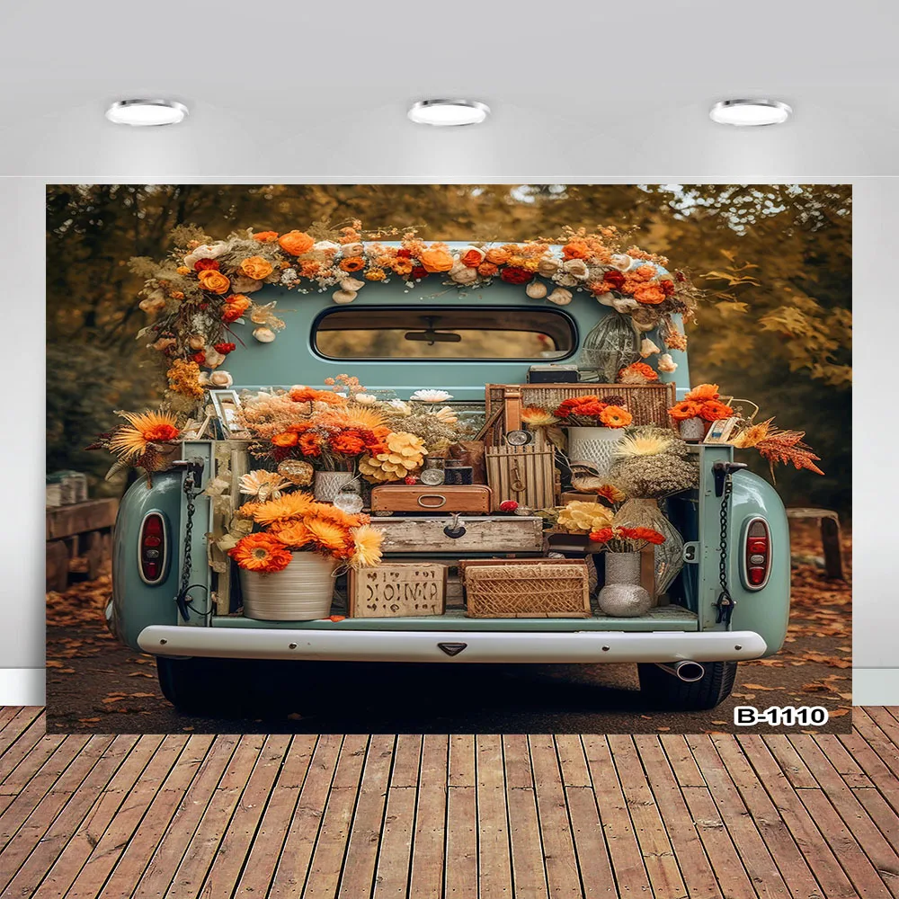 

Autumn Halloween Background for Photography Bumper Harvest Pumpkins Maple Leaves Vintage Brick Wall Photo Backdrop Photocall