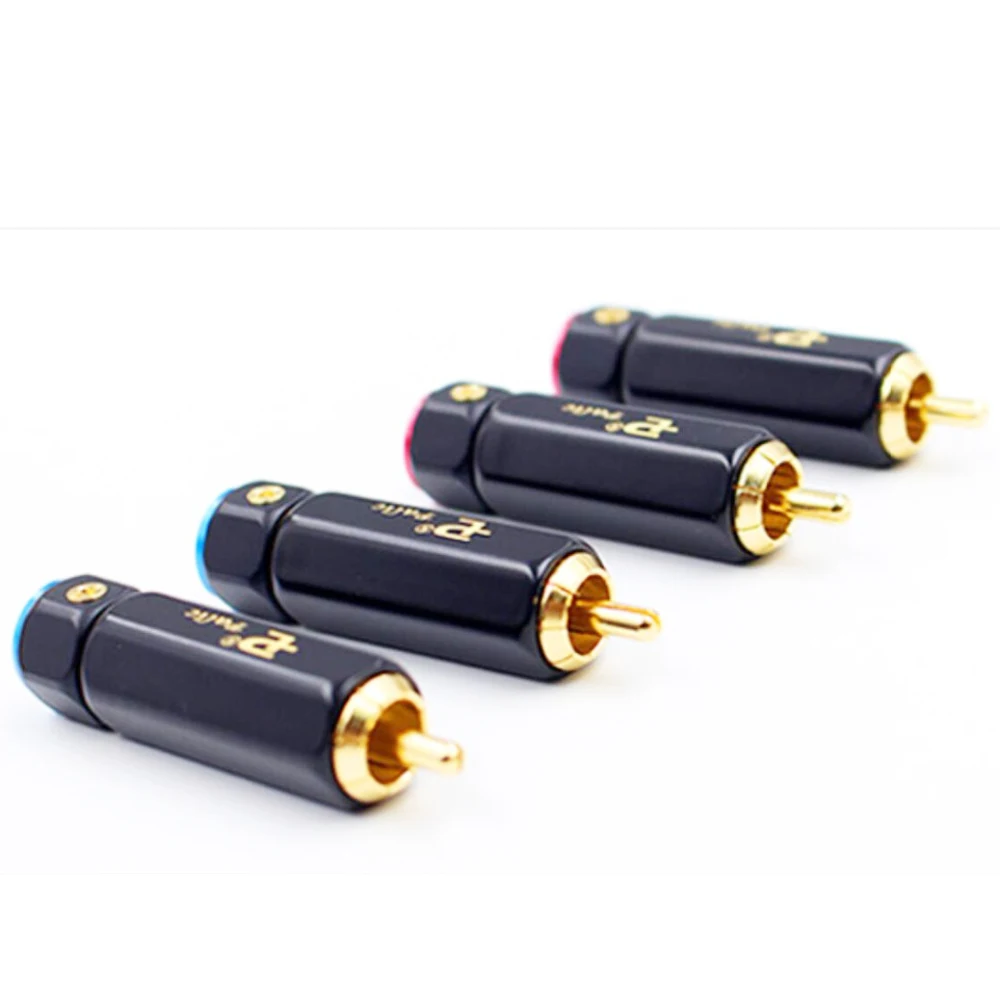 4 Stuks Hifi Audio Vergulde Interconnect Rca Luidsprekerkabel Rca Pluggen Lock Verzamelen Soldeer A/V Connectoren