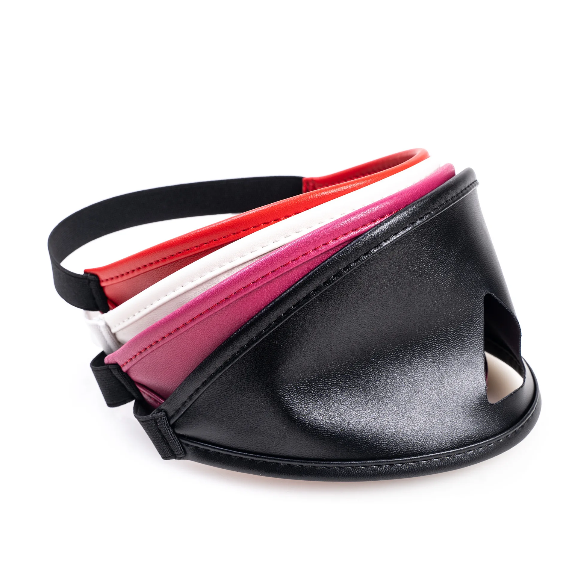 Black PU Leather Exotic Blindfold Large Coverage Eye Mask with Open Nose Sensory Bondage Accessory for Couple Role Game Sex Toys