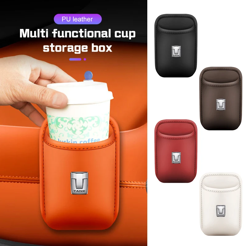 

PU Leather Car Water Cup Holder Storage Box for Great Wall GMW Tank 300 500 400 700 ,Vehicle Seat Back Drinks Holder,Back Clip