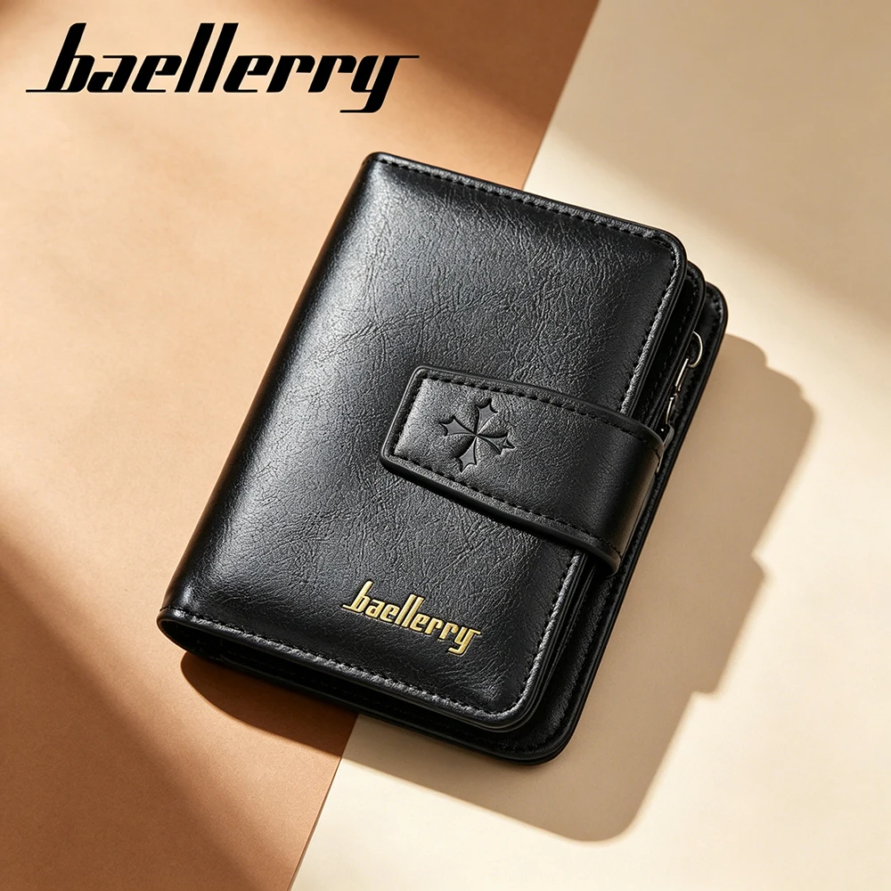 

New Business Men Wallets Large Capacity Zipper Card Holder High Quality Male Purse Vintage Simple Coin Holder Money Clips