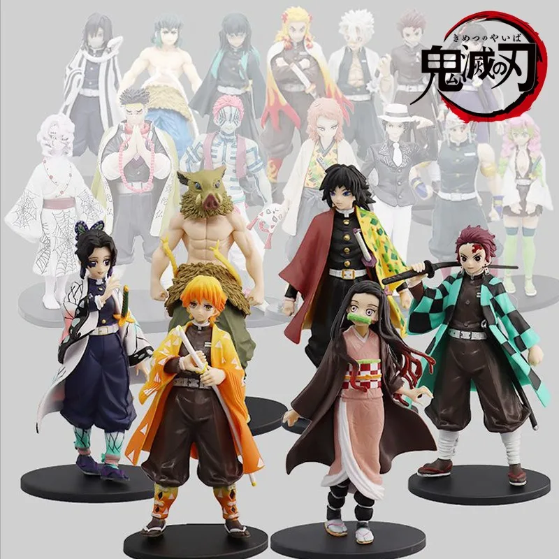 

Anime Demon Slayer Figure Kamado Tanjirou Nezuko Shinobu Inosuke Model Toy Tomioka Giyuu Zenitsu Desktop Cake ornament Kids Gift