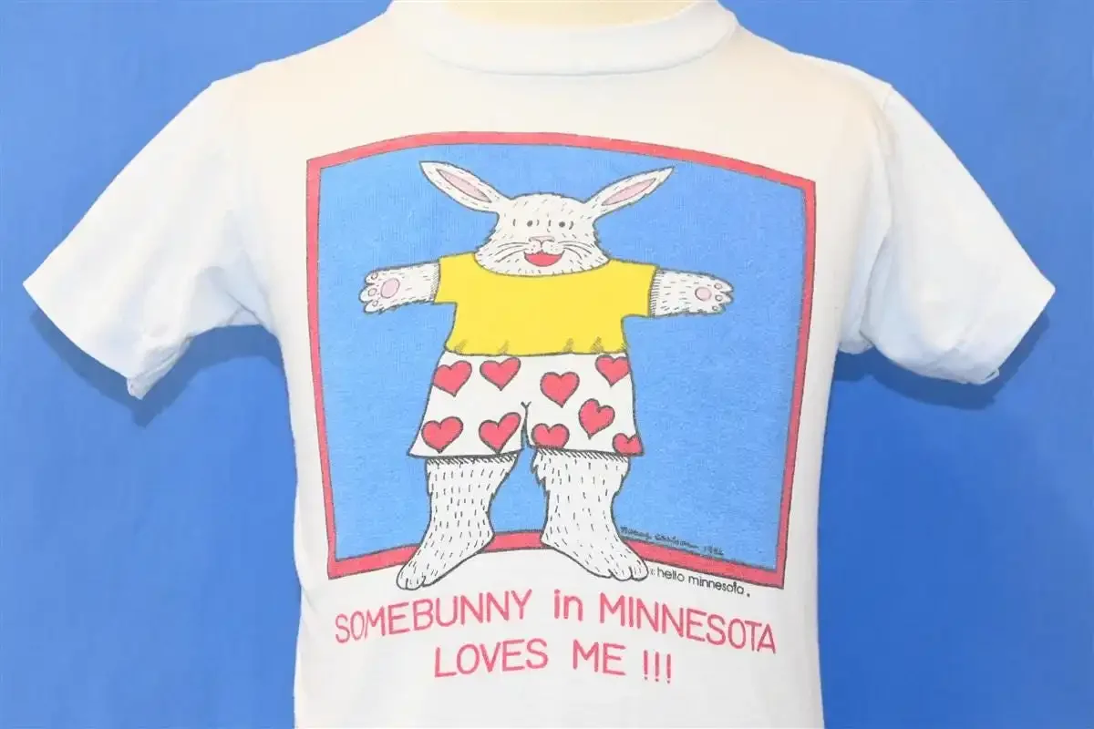 80s Some Bunny In Minnesota Loves Me Tourist Rabbit White T Shirt Youth Small