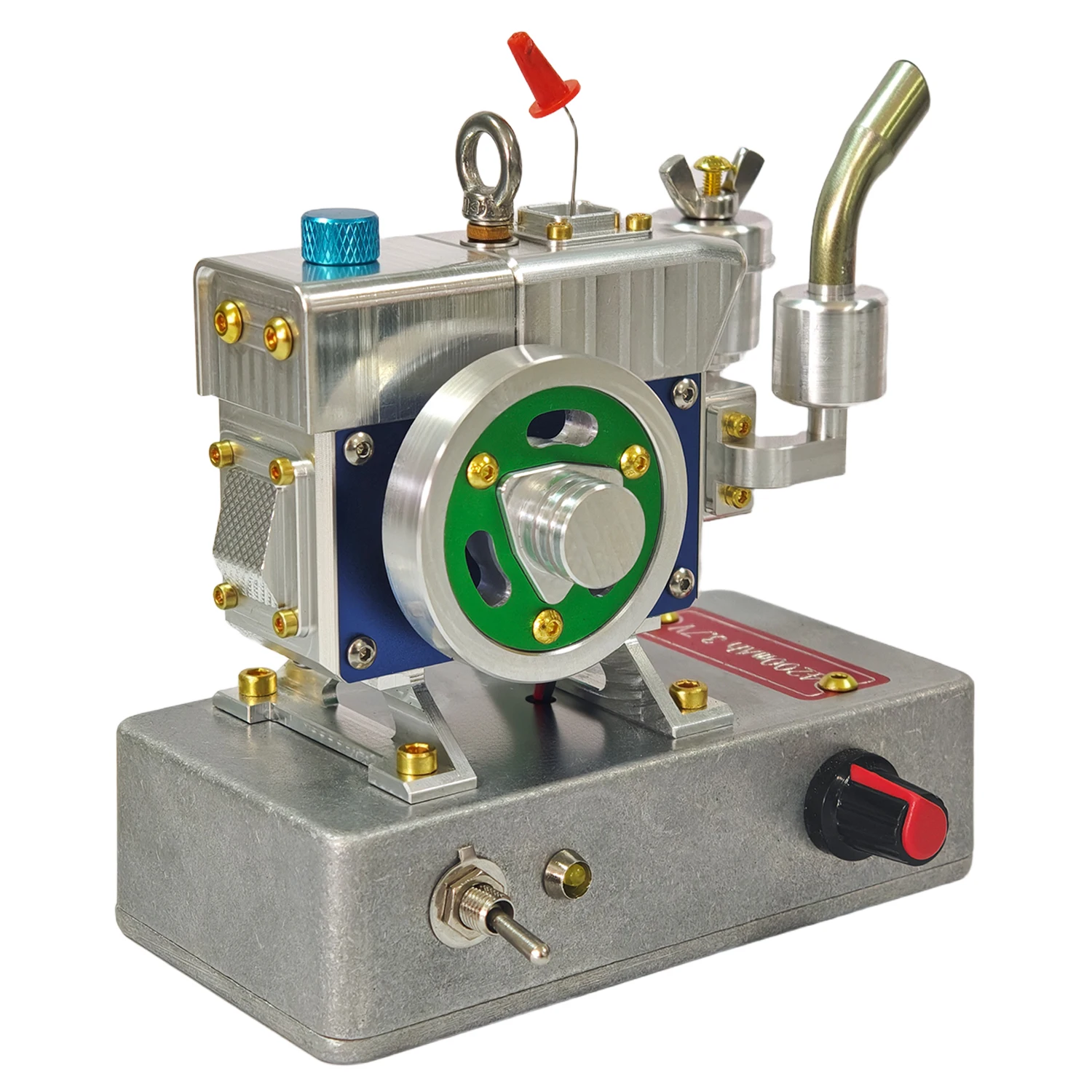 Retro Metal Engine Model Diesel Engine Model with Starter Mount Type-C Charging One Button Start Simulation Engine Model