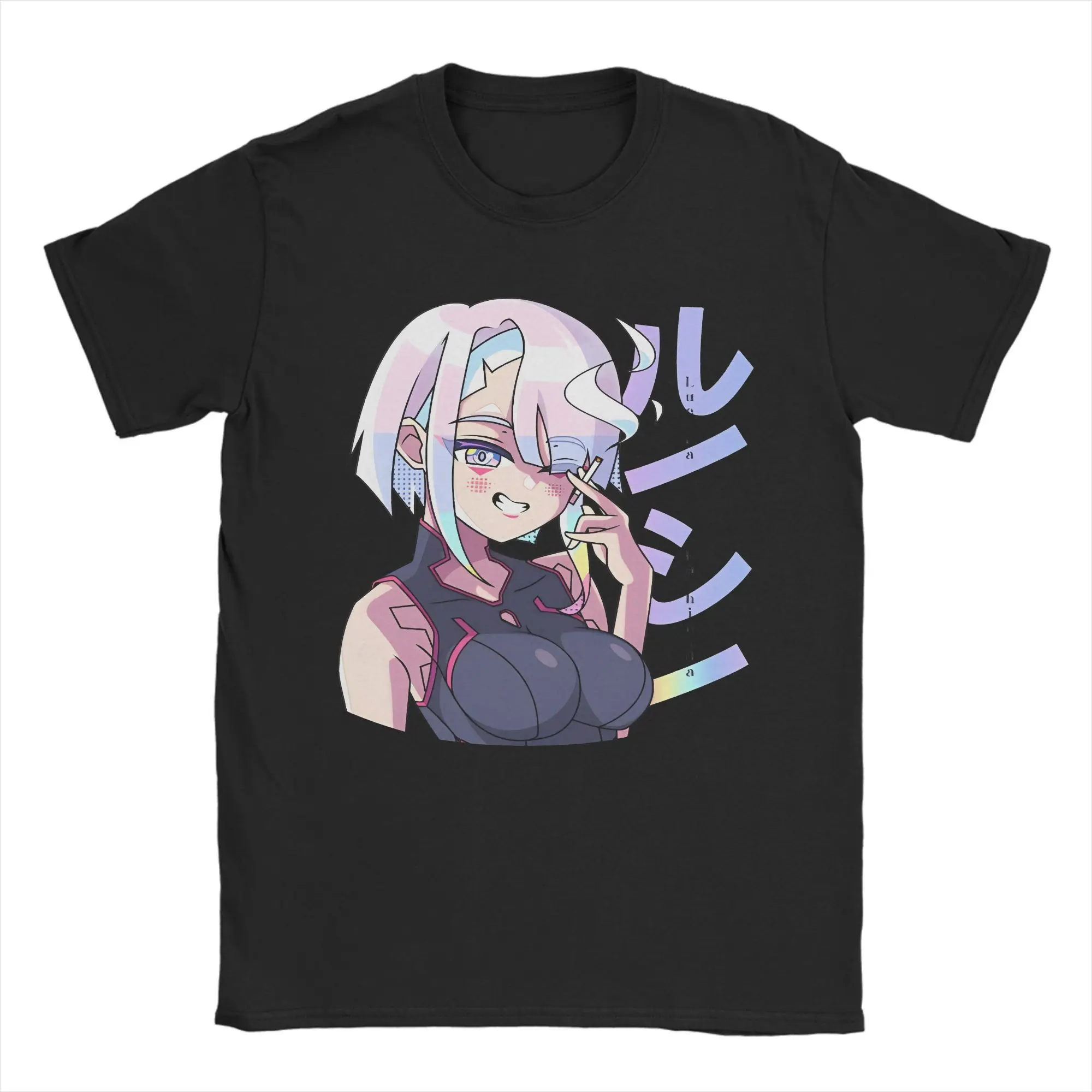 ريبيكا أنيمي سايبر Edgerunner تي شيرت الرجال الملابس القطنية Kawaii الكرتون جولة الرقبة قصيرة الأكمام الجرافيك تي شيرت الملابس #2