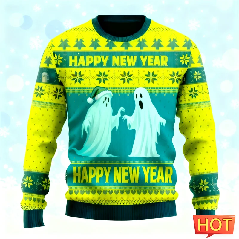 

Новинка 2026 года, уродливый рождественский свитер с рисунком Санта-Клауса, модные модные мужские толстовки с 3D принтом, повседневные рождественские пуловеры большого размера