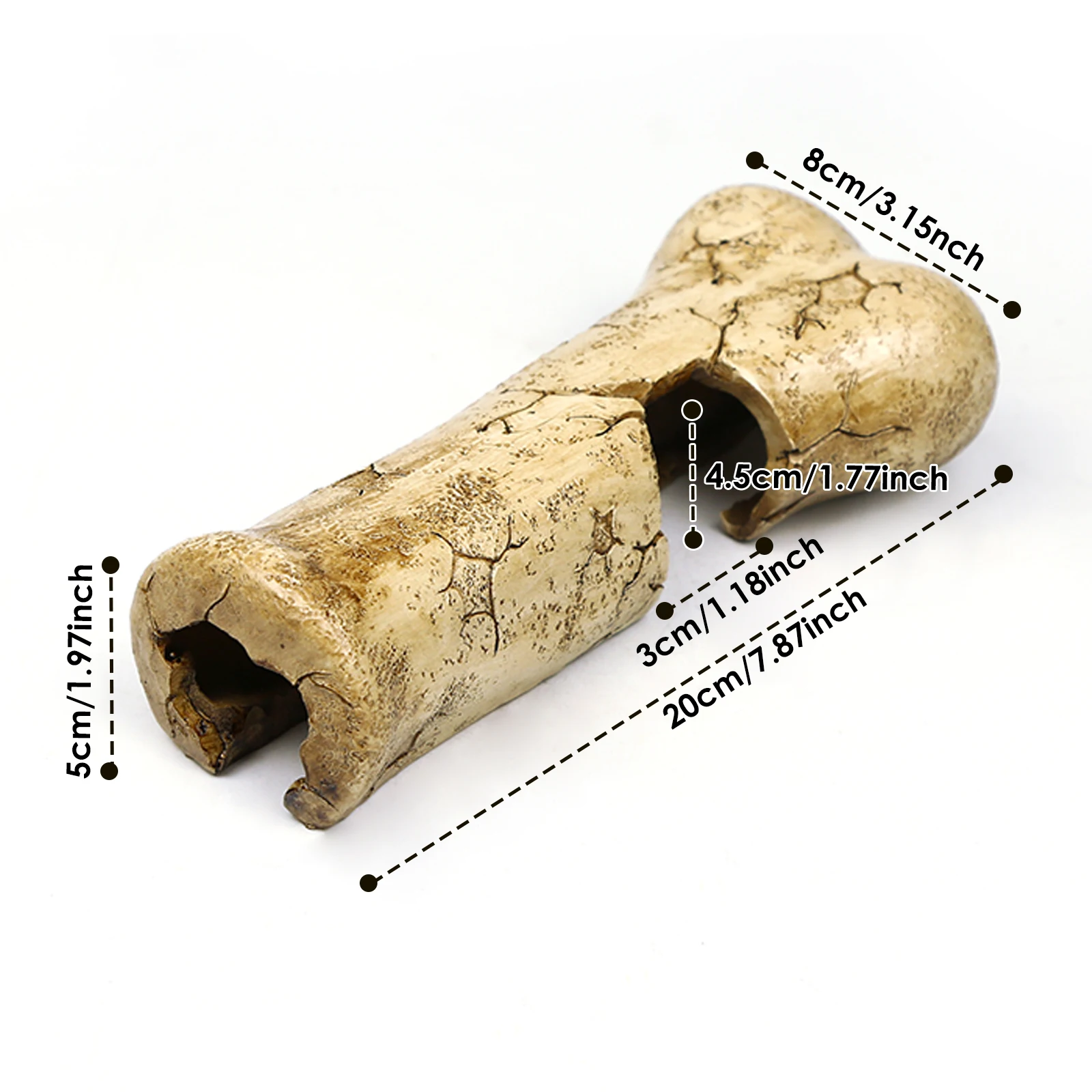 Resin bone-shaped reptile hiding cave, suitable for small reptiles, baby snakes, lizards, geckos