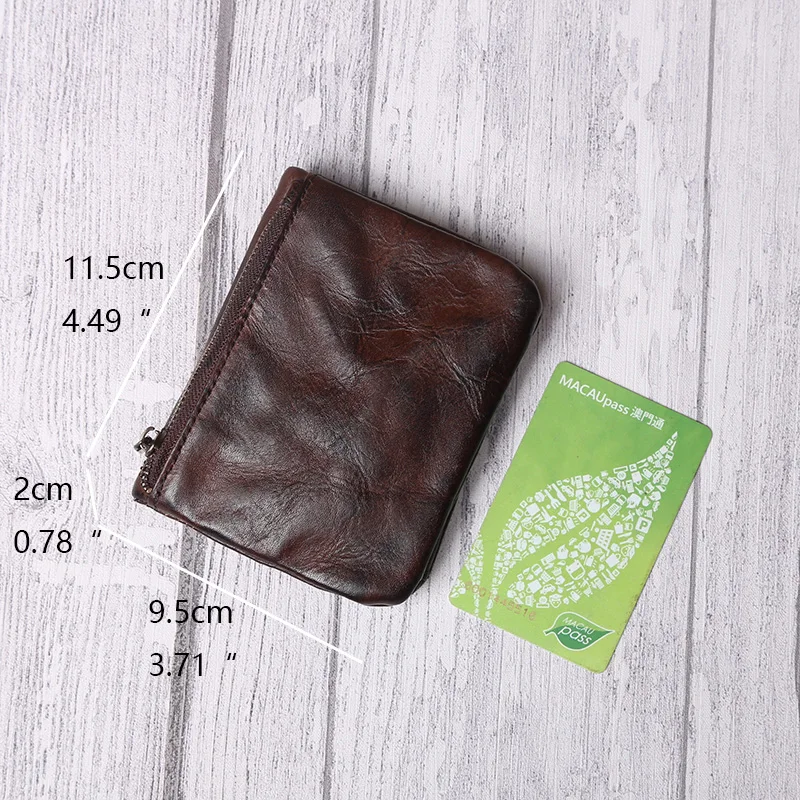 Plantaardig Gelooid Hoofd Laag Koeienhuid Portemonnee Mannen Hand-Gewreven Kleur Echt Leer Retro Casual Korte Billfold