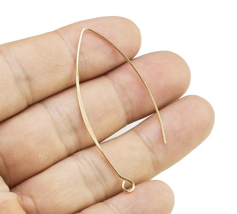 

50pcs Long Ear Wires, Flat Side, Earring Hooks, 48mm, Earring Findings, Jewelry Making R212