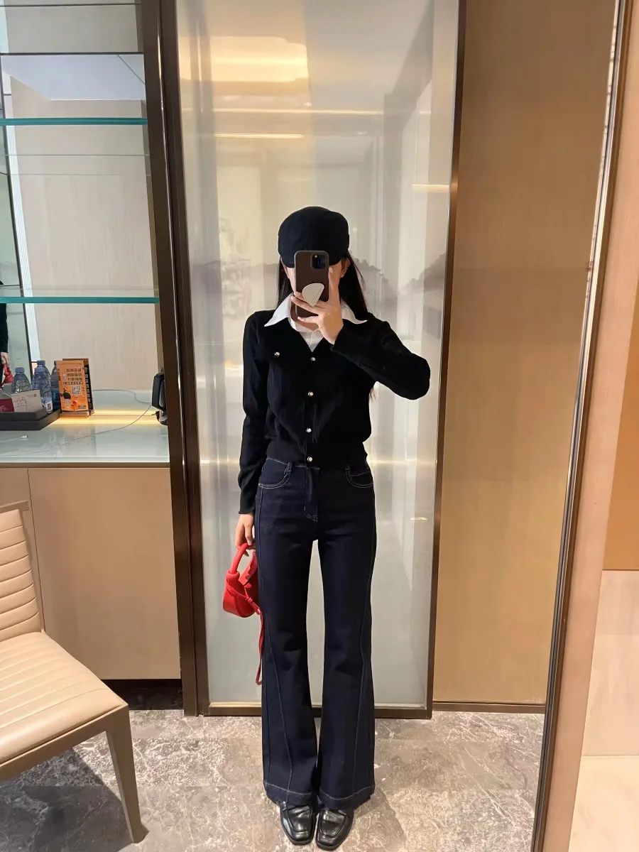 Spring 2026 Women's High Waist Slim Fit Cotton Stretch Denim Pants Comfortable Simple Style Youth Jeans High Waist Flared Legs