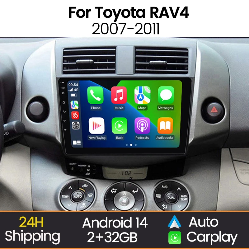MEKEDE Android 14  Car Radio Multimedia Player For Toyota RAV4 Rav 4 2005 - 2013 Wireless Carplay Auto Autoradio Stereo BT GPS