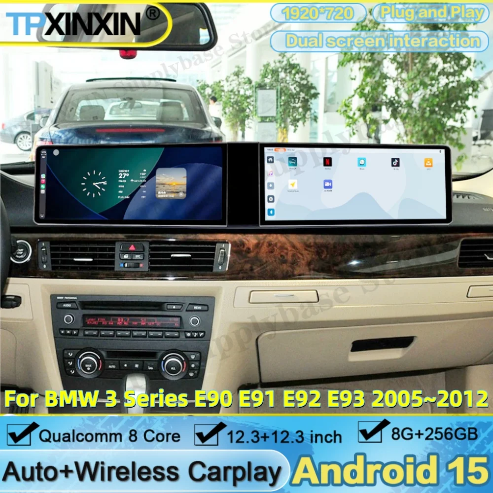 Android Dual screen interaction For BMW 3 Series E90 E91 E92 E93 2005~2012 Radio Stereo Multimedia Player Navigation Head Unit