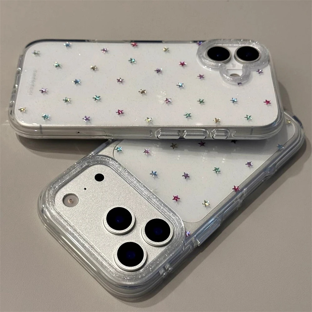 Glitzernde, glänzende Sterne, IMD-Transparente Rückseite für iPhone 17 16 18 Pro Max 13 14 15 Promax, INS-Schutz, stoßfeste Handyhülle – Detail 23