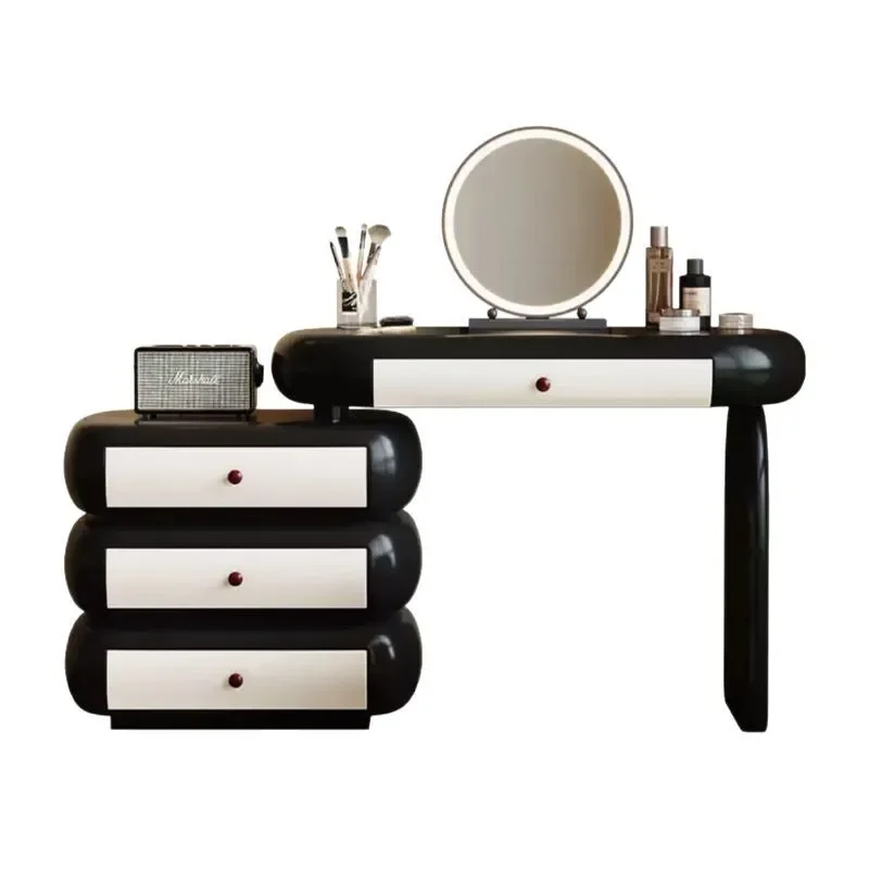 Dresser, chest, bedside table, integrated American retro style bedroom, simple modern light luxury black and white storage table