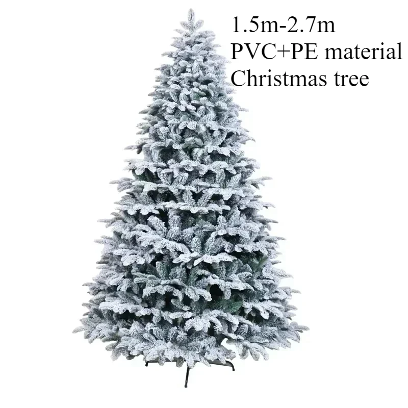 White Snow Christmas Tree 120cm/150cm/180cm PE+PVC Flocking Christmas Atmosphere Home Decoration Artificial Christmas Tree