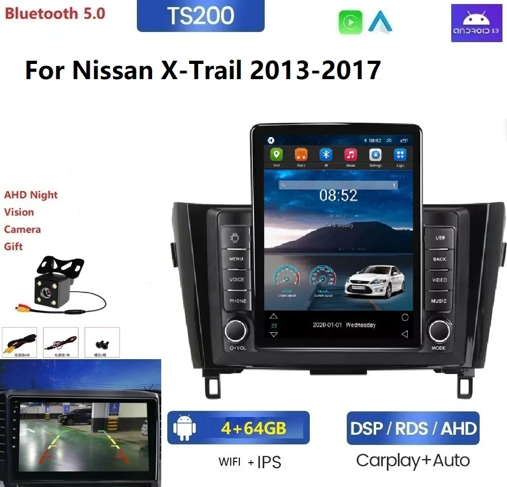 Android 13 android For Nissan X-Trail 2013-2017 split screen 4G LTE WIFI GPS BT car gps stereo android