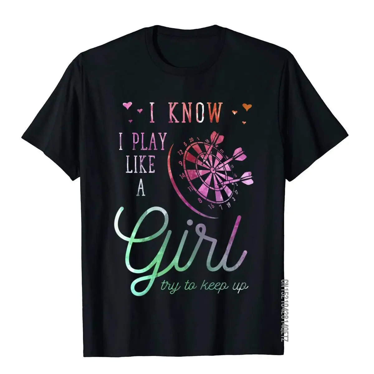 Darts Girl Cute Dart Lover Dartboard Woman T-Shirt Plain Group T Shirts Cotton Mens Tees Party