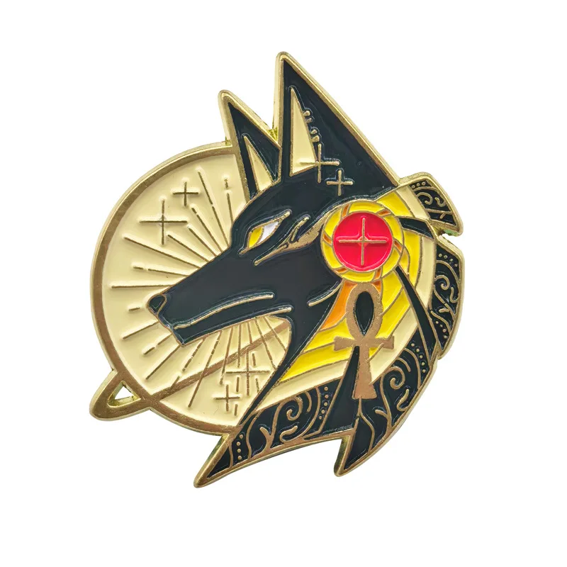 

Egyptian Anubis Metal Badge European and American Ins Windbook Packaging Decoration Brooch Pins Y2k Fashion Toys Anime